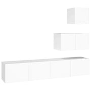 Set di mobili mobile credenza TV televisione soggiorno camera da letto soggiorno 4 pezzi pannelli in MDF bianco 02_0024653