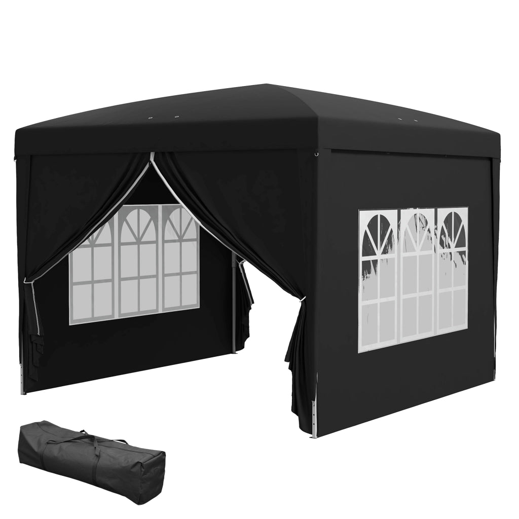 Tenda da giardino pieghevole 3x3 m ¨C zephmum ¨C nero con 4 pareti e sacco di trasporto