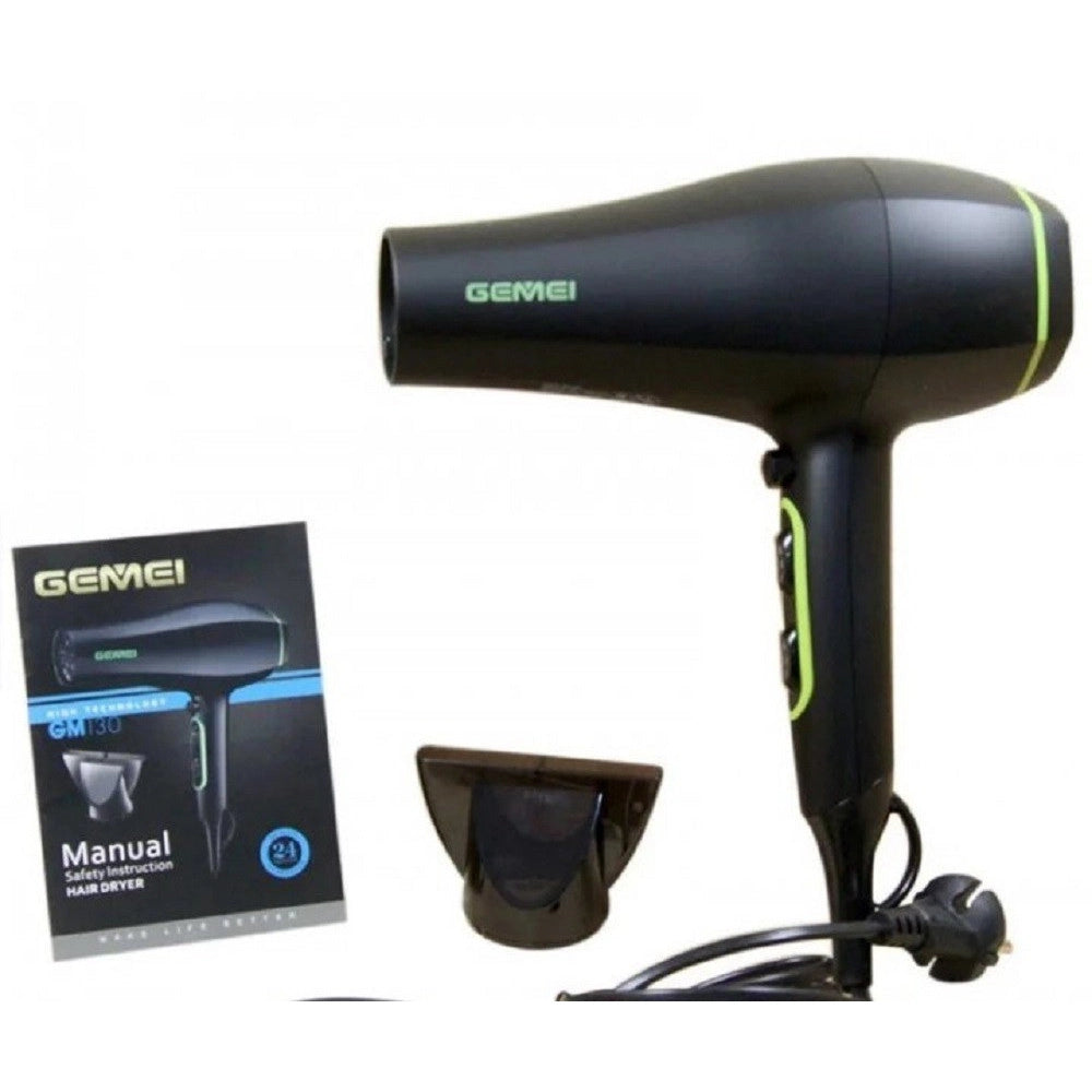 Trade Shop - Asciugacapelli Professionale Motore Cc 2200w Salone Ugello Concentratore Gm-130 -