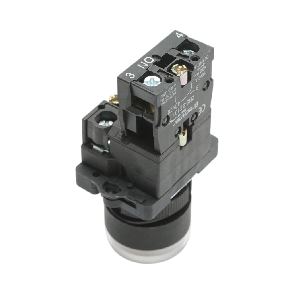 Pulsante indicatore LED bianco con resistenza integrata 1NO, 24V, LAY5 Breckner Germany