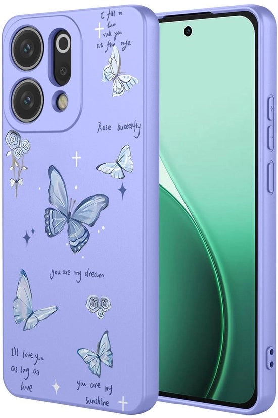 Copritelefono in Silicone Ultra-Duraturo - Resistenente allo Shock - Stile Elegante - TPU - Finitura Microfibra - Disegno Decorativo - Compatibile con Oppo Reno 14 5G - Copritelefono