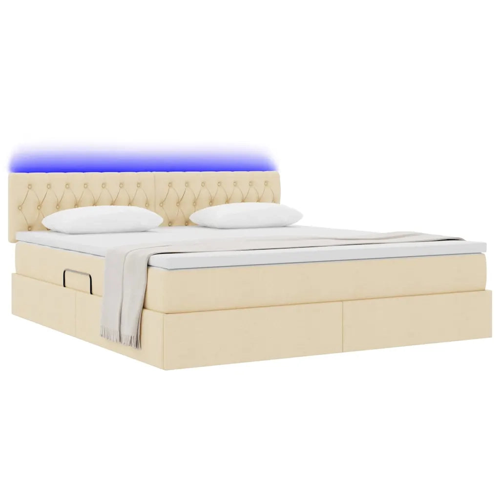 Letto con contenitore LED e materasso Crema 180 x 200 cm