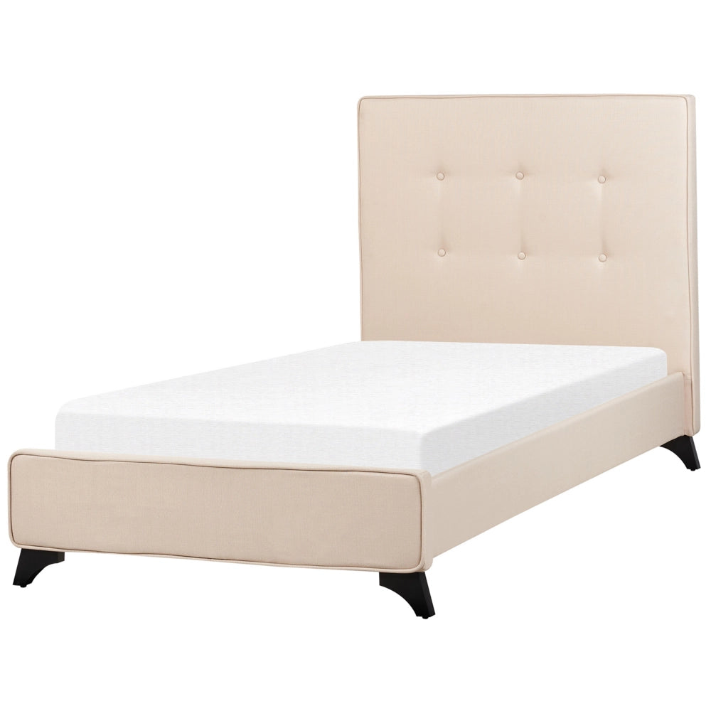 Letto singolo beige 90 x 200 cm imbottito in stile scandinavo