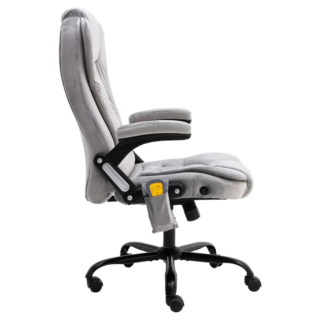 Sedia da Ufficio | Sedia da Gaming Massaggiante Grigio Chiaro in Velluto