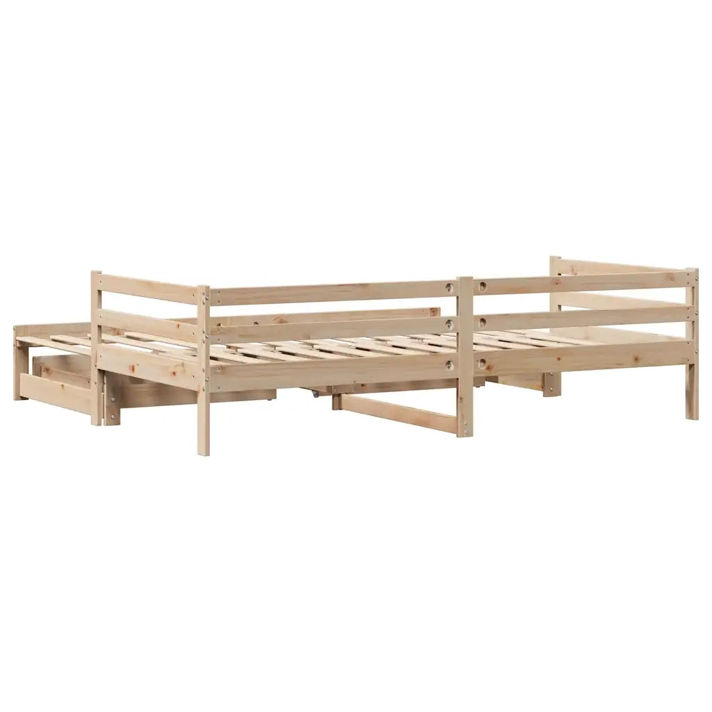 Letto singolo | Letto per adulti | Dormeuse con Cassetti 90x200 cm Legno Massello Pino