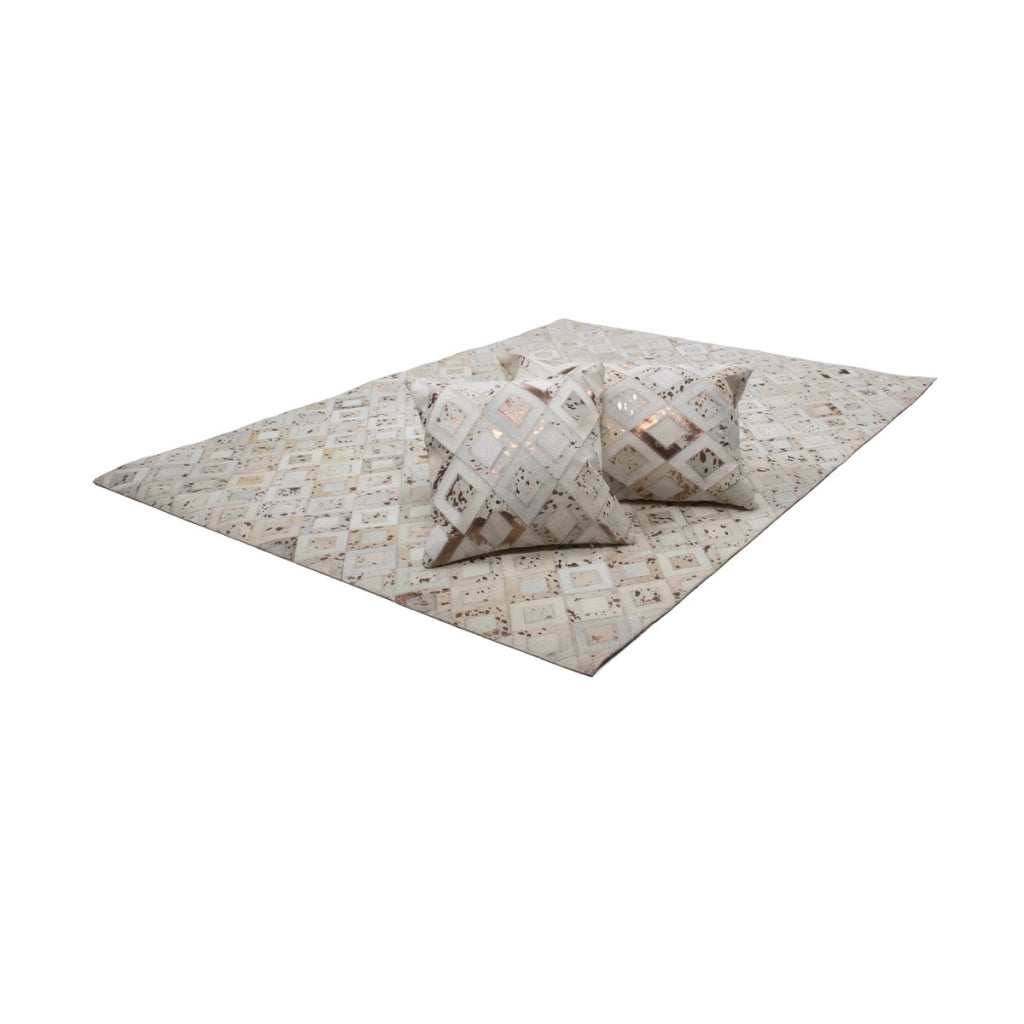 Cuscino Dazzle in Pelle Avorio e Argento 40x60 cm