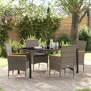 Set da Pranzo per Giardino con cuscino 5 pcs Grigio polyrattan