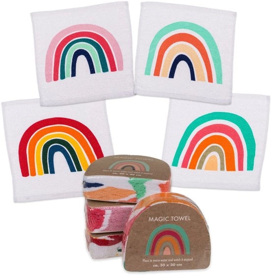Set Magico per la Pulizia - 4 pezzi - Asciugamani in Cotone - Regali per Bambini - Asciugamani per Ospiti - 30 x 30 cm