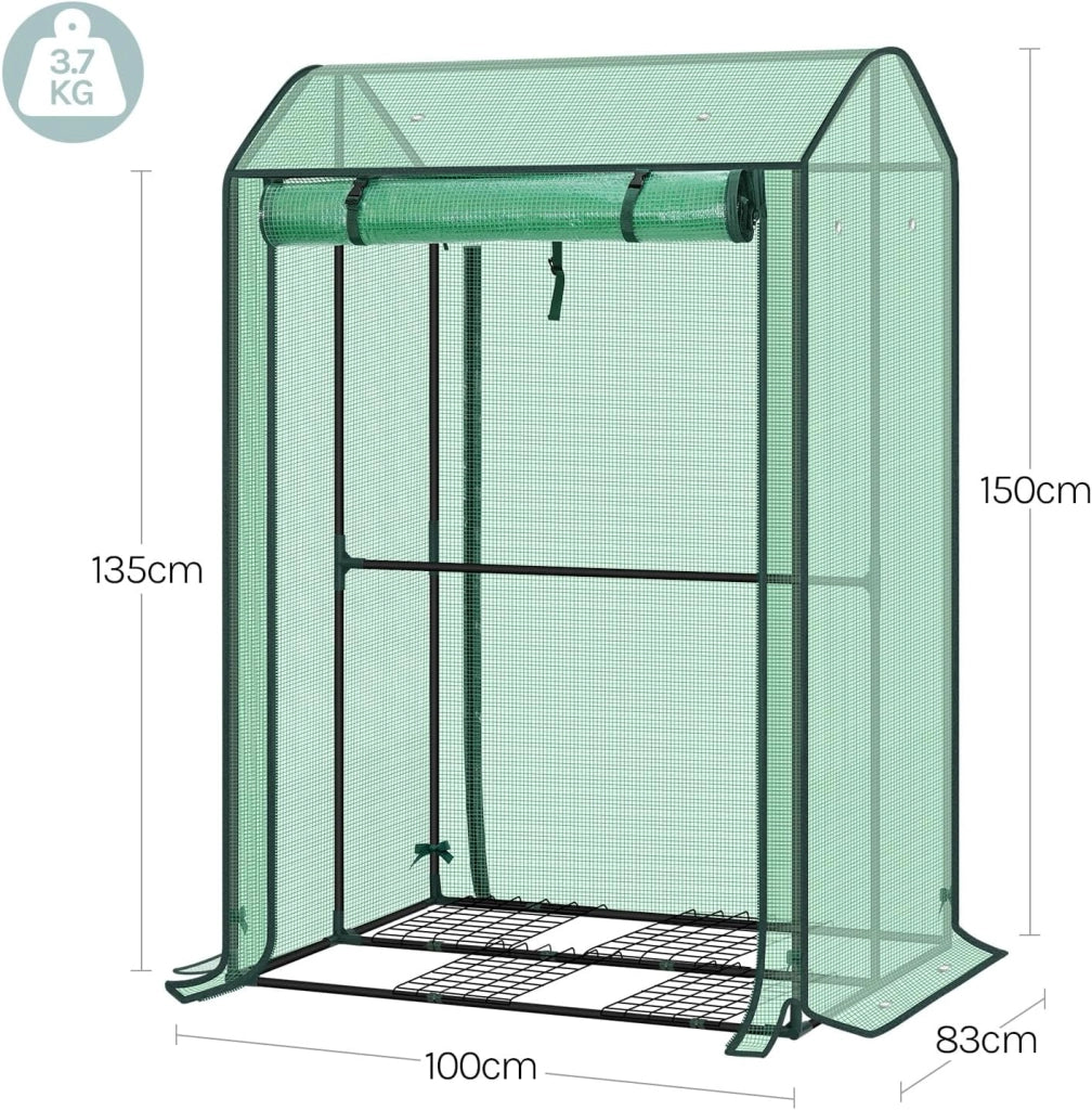 Serra da Giardino con Porte Avvolgibili, Serra da Balcone, Telo in Rete PE 140 g/m², per Piante Idrorepellente a Fori Rotondi per Piantare Pomodori Rampicanti e Altro, Verde