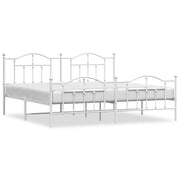 Letto matrimoniale | Letto per adulti | Giroletto con Testiera e Pediera Metallo Bianco 193x203 cm