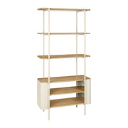 Libreria in metallo curvato e legno a 6 livelli, beige