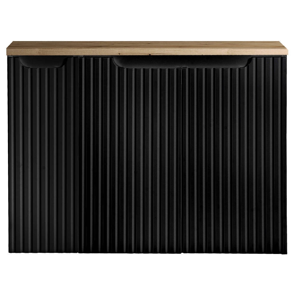 Mobile Sottolavabo NEWPORT da Parete con 3 Ante e Ripiano 80x60x40 cm - Nero/Effetto Rovere [en.casa]