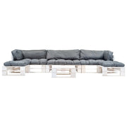 Set Divani da Giardino su Pallet 6 pz Cuscini Grigi in Legno 277401