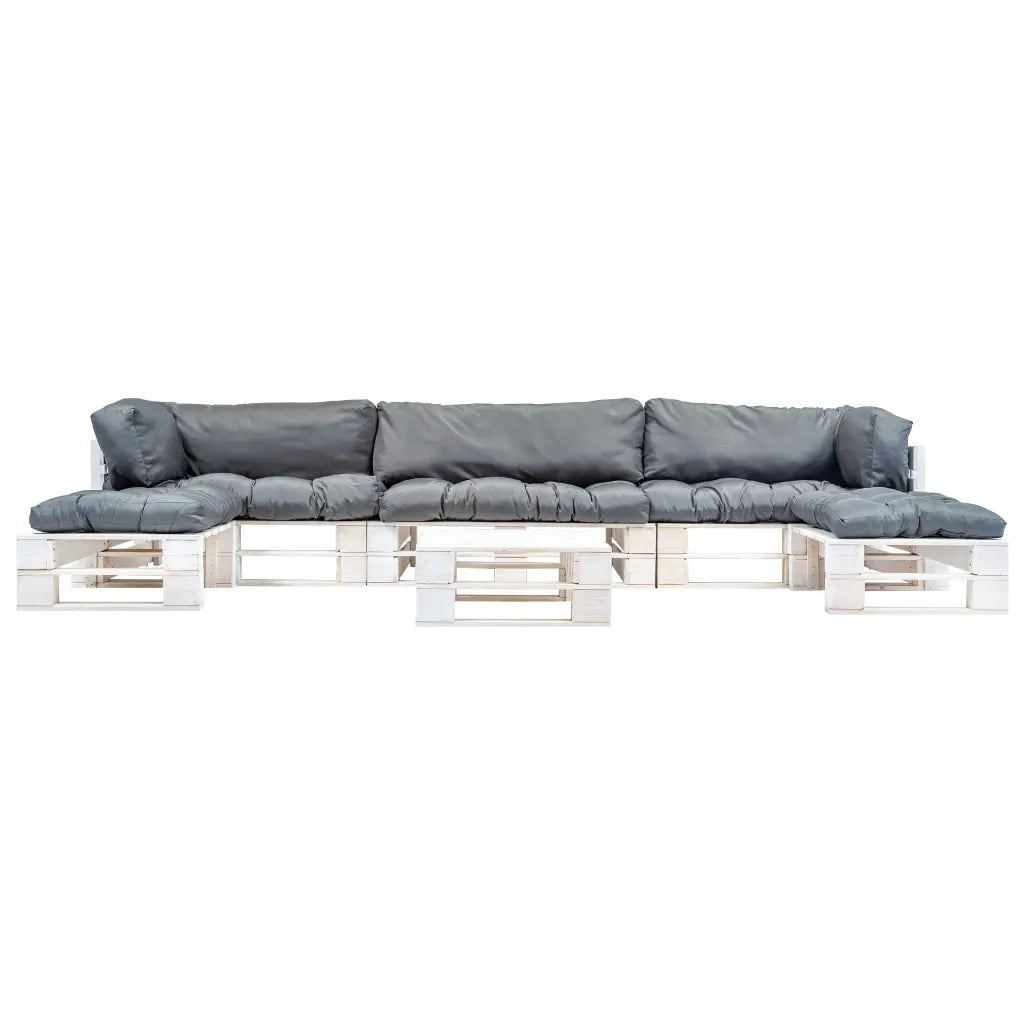 Set Divani da Giardino su Pallet 6 pz Cuscini Grigi in Legno 277401