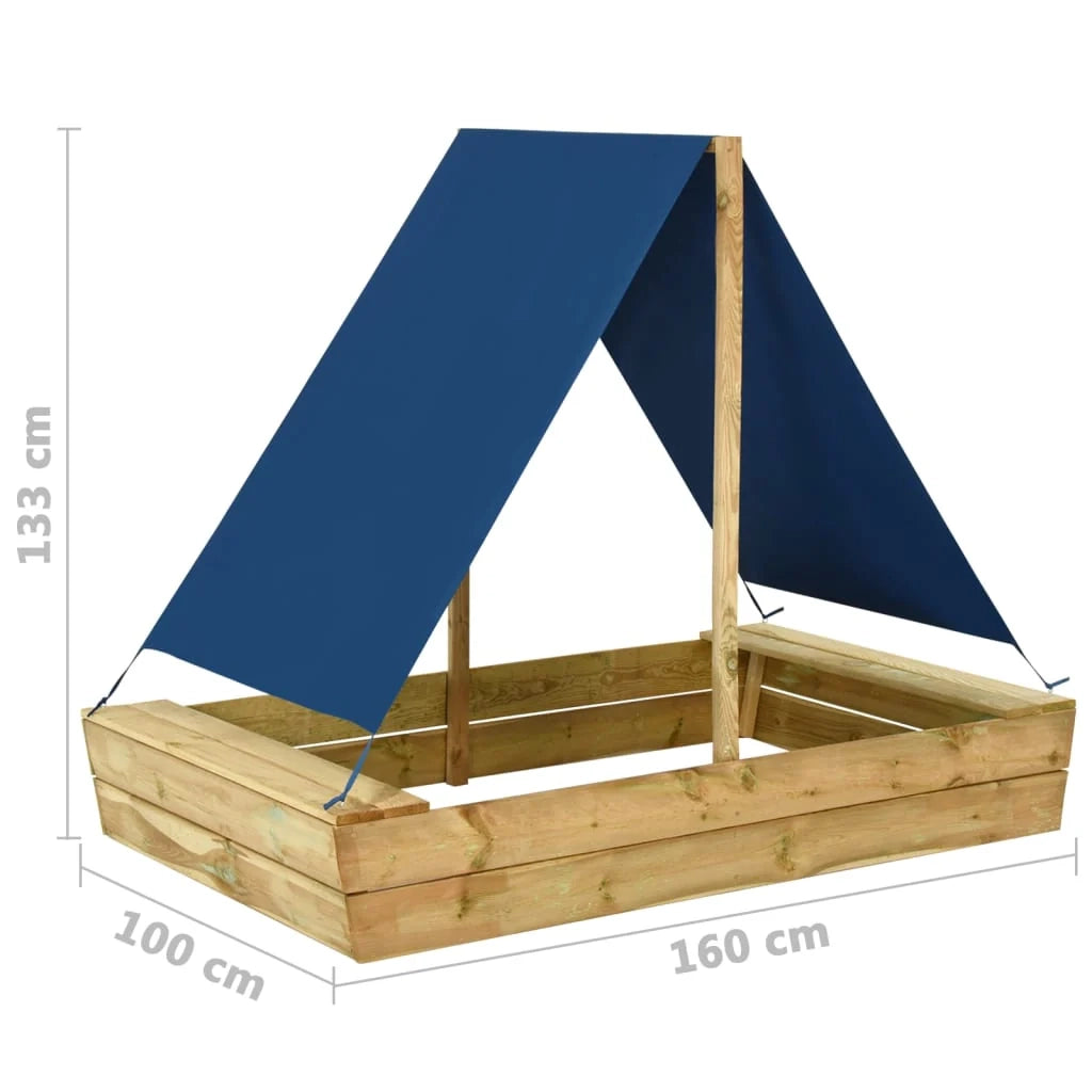 Sabbiera con tetto 160 x 100 x 133 cm legno di pino impregnato 02_0005065