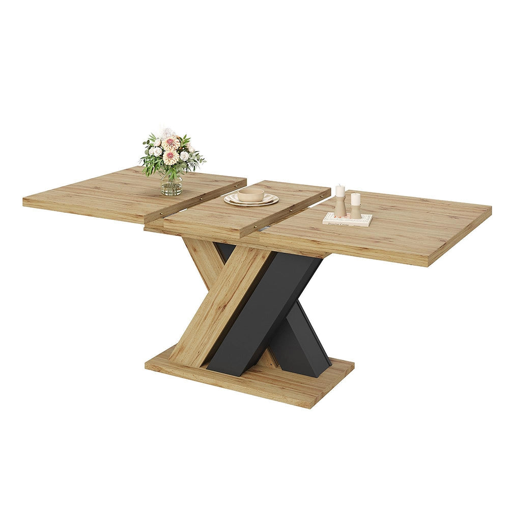 Tavolo da pranzo telescopico - Xylo - 119-158,5¡Á80cm - Colore legno con gambe a X
