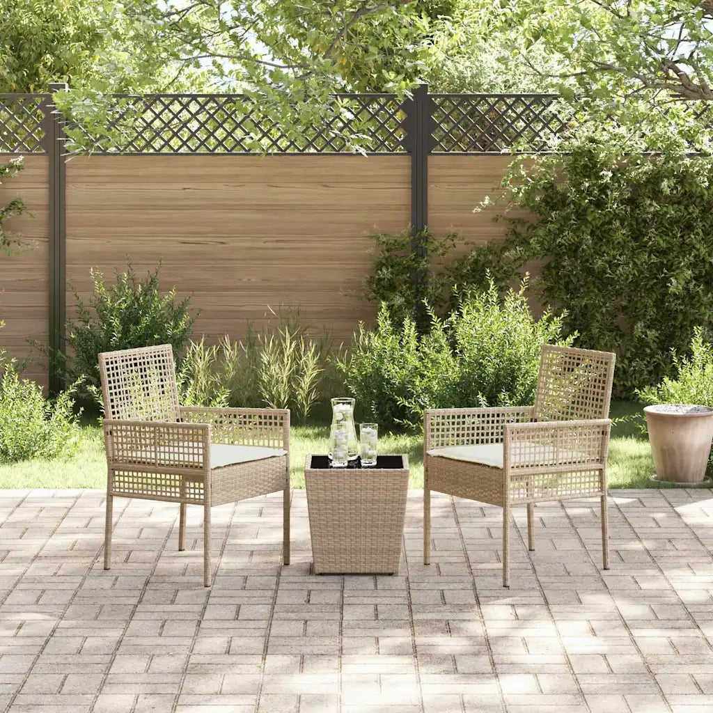 Set Bistro da Giardino 3 pz | Set Salotto da Giardino Beige polyrattan