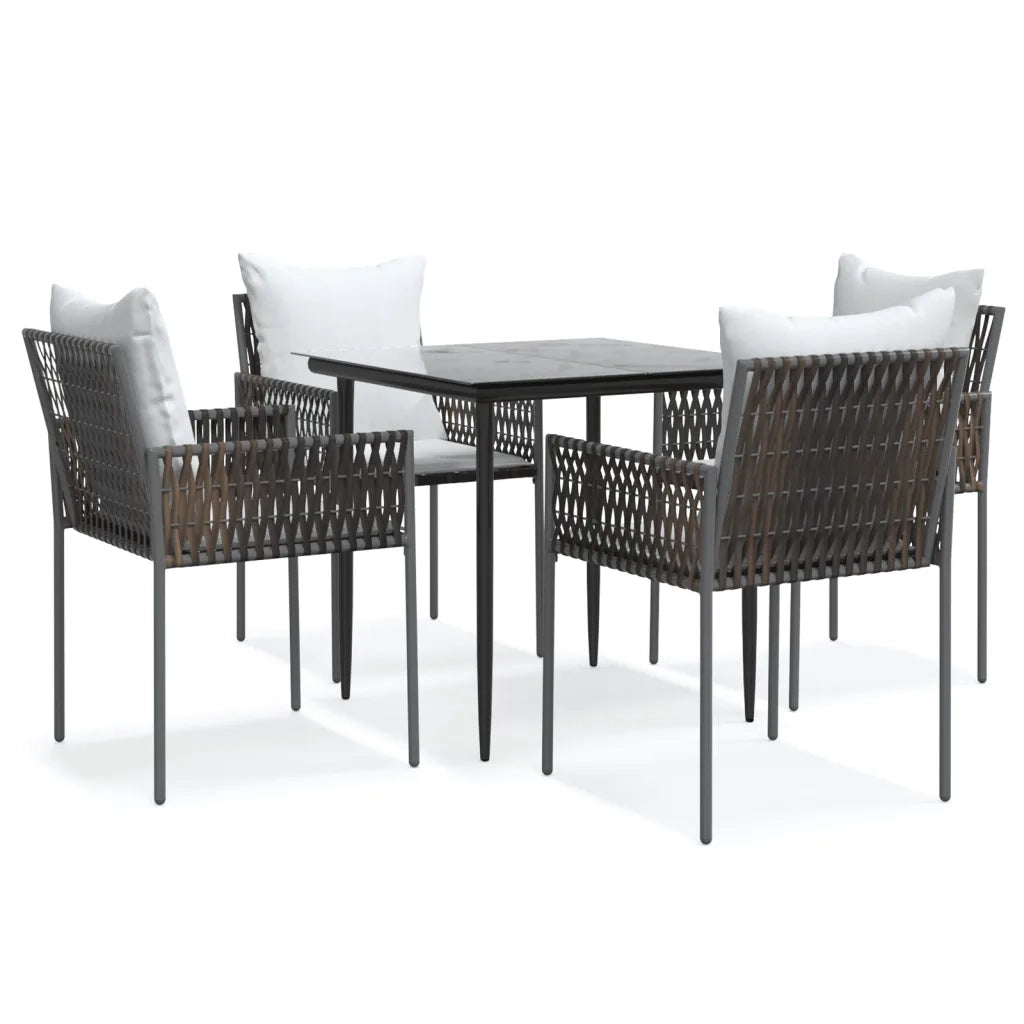 Set Pranzo da Giardino 5pz con Cuscini in Polyrattan e Acciaiocod mxl 76634