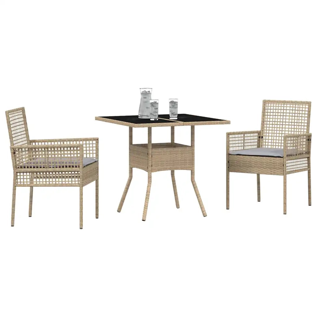 Set da Pranzo per Giardino 3 pcs Beige polyrattan 3334929