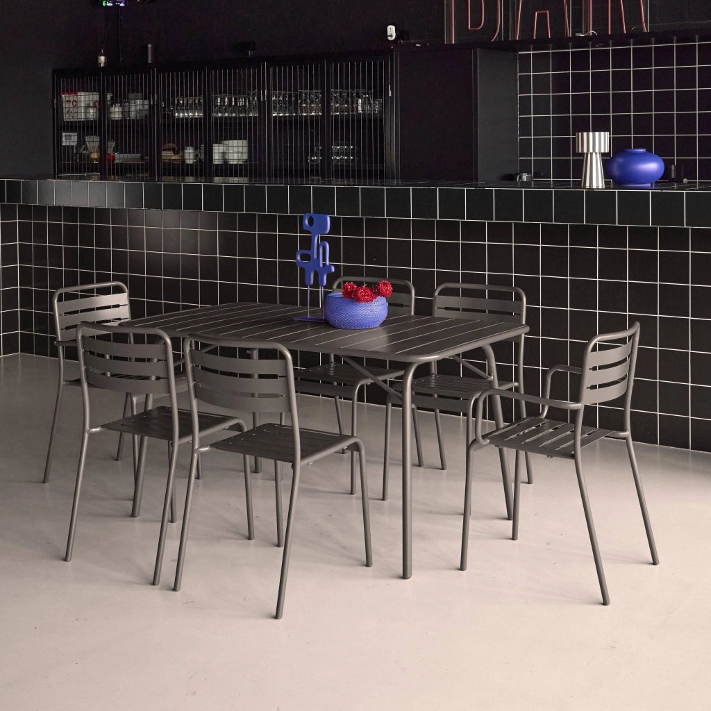 Set tavolo da giardino pieghevole in acciaio con 2 poltrone e 4 sedie,