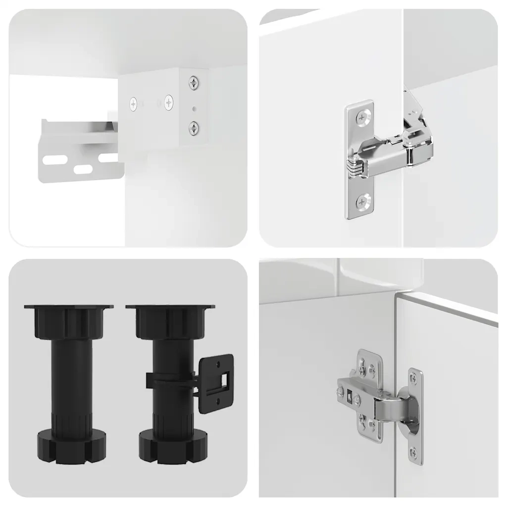 Set Mobili da Cucina 4 pz Kalmar Bianchi Lucido in Truciolato