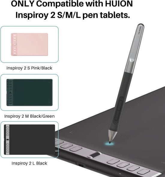 Penna Digitale con Grip Antiscivolo in Silicone - Pulsanti Programmabili - 8192 Nivele di Sensibilità - Tavola Grafica - Nero