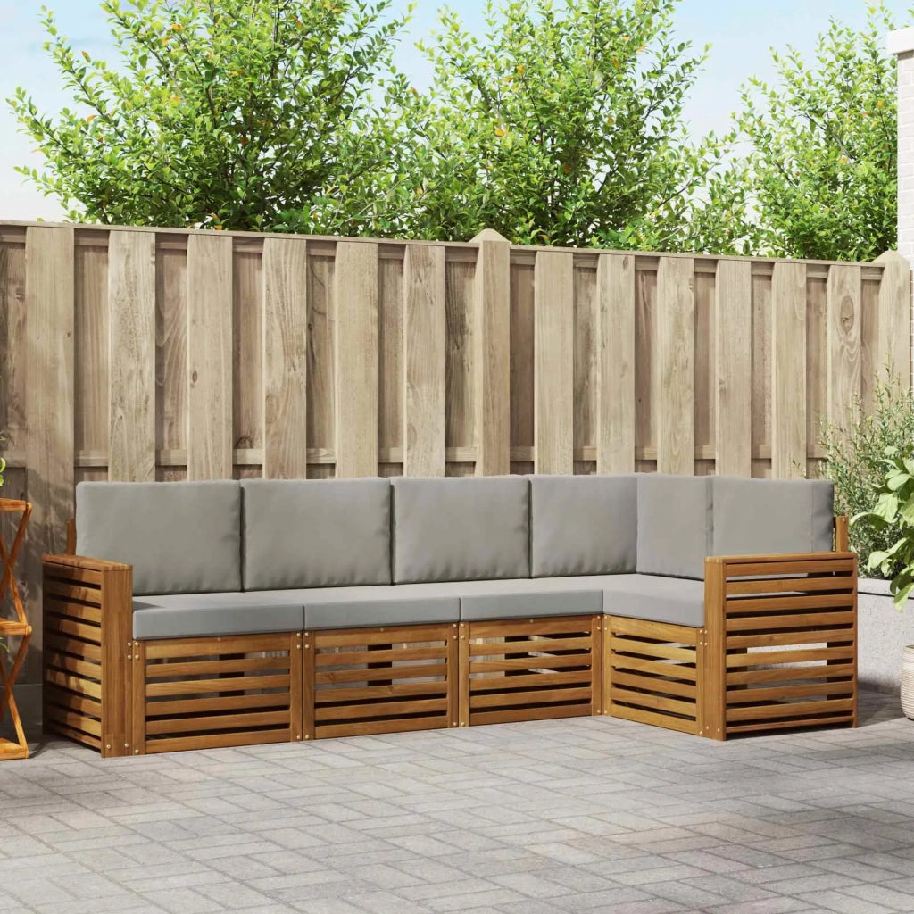 Set divano sezionale con cuscino 5 pcs Grigio Naturale e Chiaro 3374816