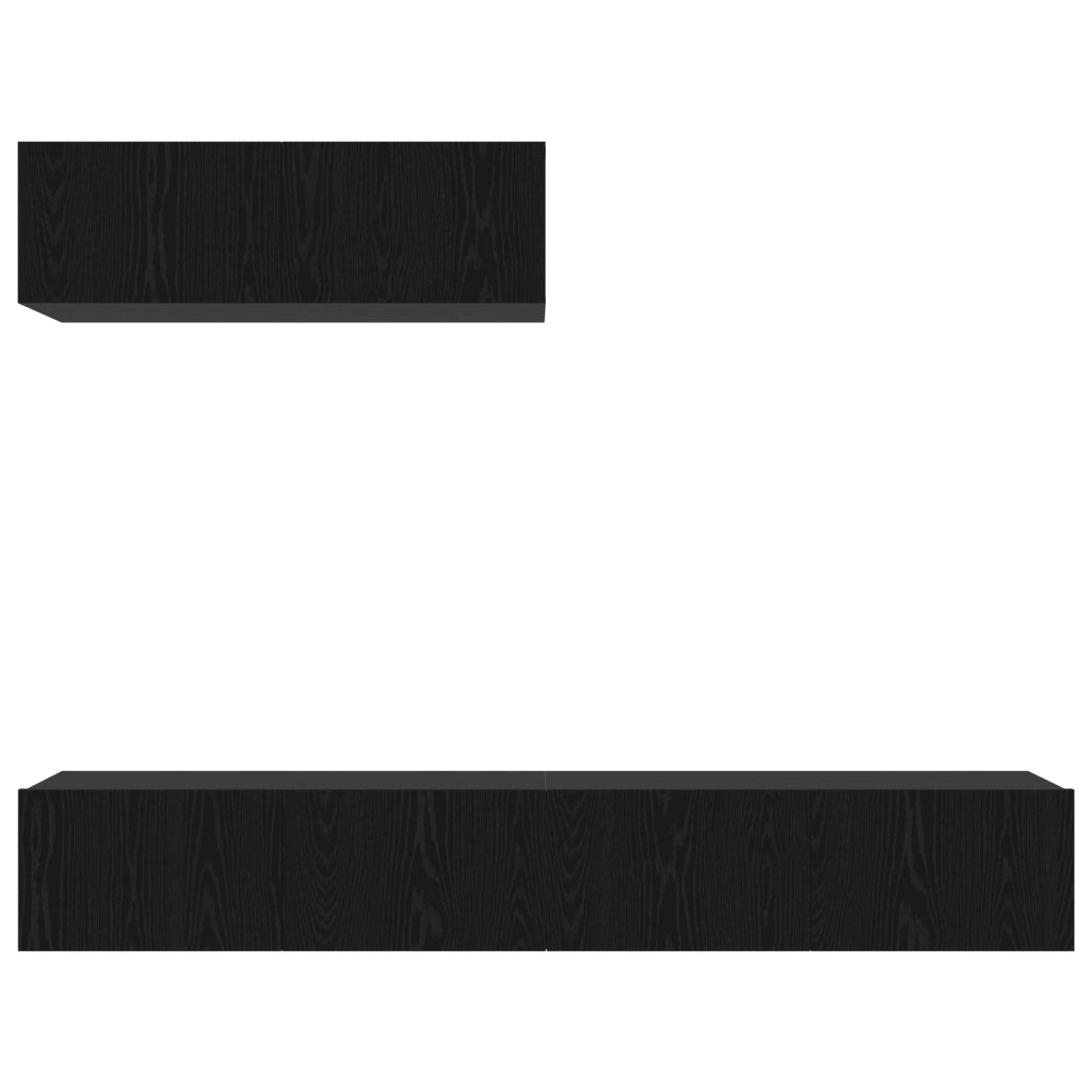 Set Mobile TV 3 Pezzi Montato a Parete Rovere Nero Legno Ingenerizzato