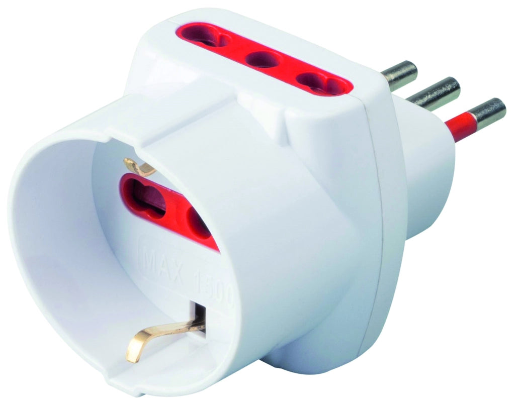 Rosi ADATTATORE TRIPLO RS78045T spina 2P+T 10A - prese 2 x 10/16A + 1 schuko