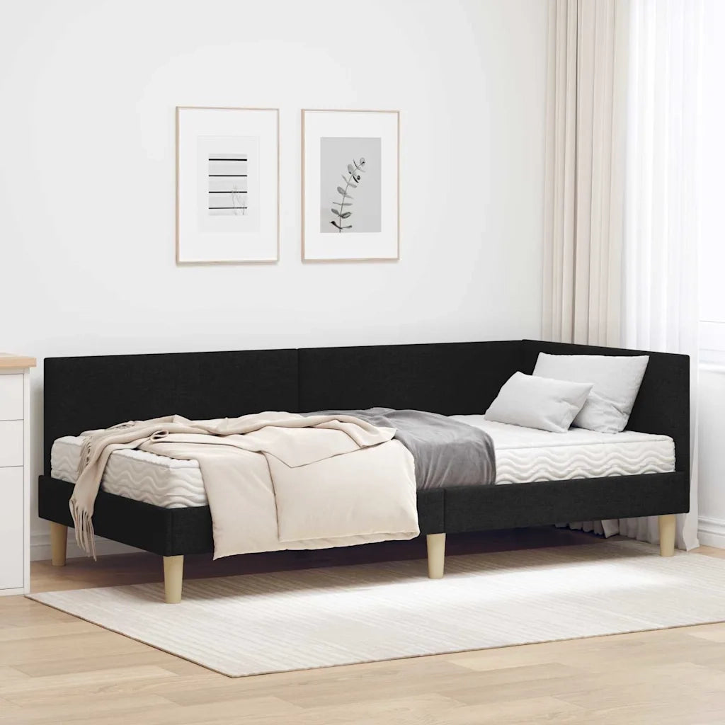 Struttura Letto Angolare con Materasso 2 pcs Verde Tessuto