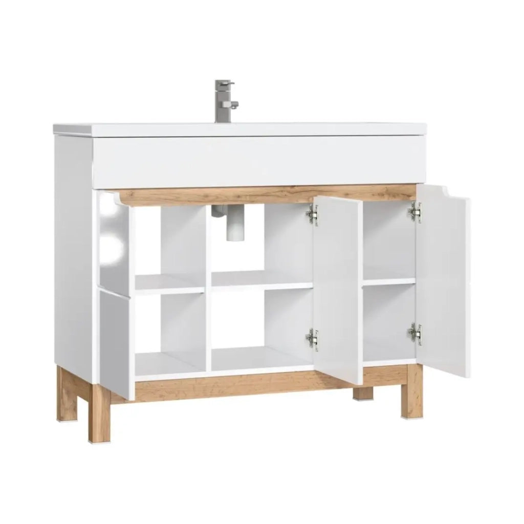 Set da bagno ERMANO: mobile sottolavabo 100cm + lavabo da incasso + sifone + mobili con specchi