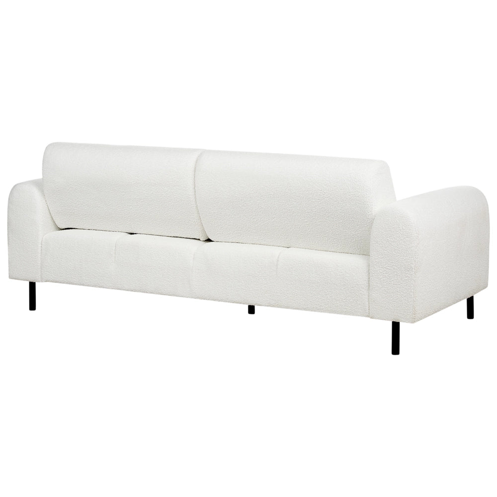 Divano 3 posti rivestito in tessuto bouclè bianco schienale regolabile stile moderno