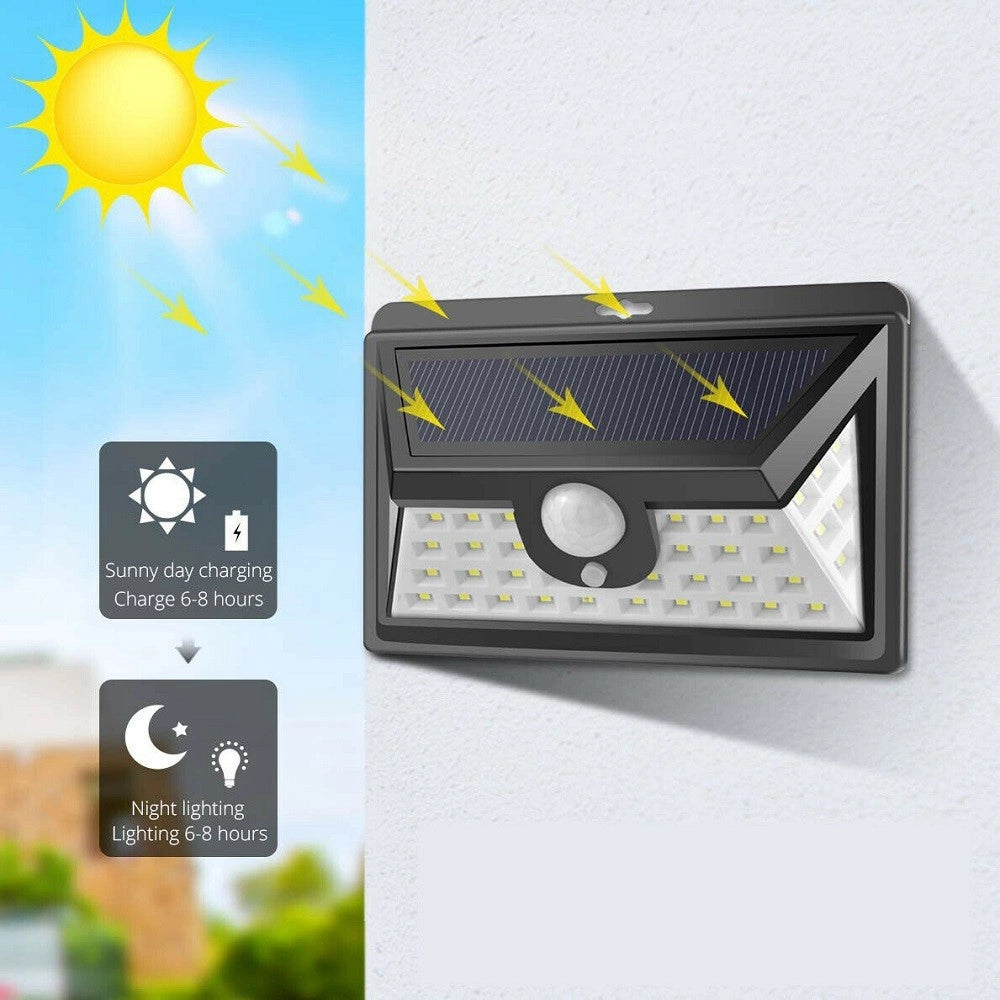 Trade Shop - Faro Led Con Pannello Solare Crepuscolare 24 Led Sensore Movimento Crepuscolare -