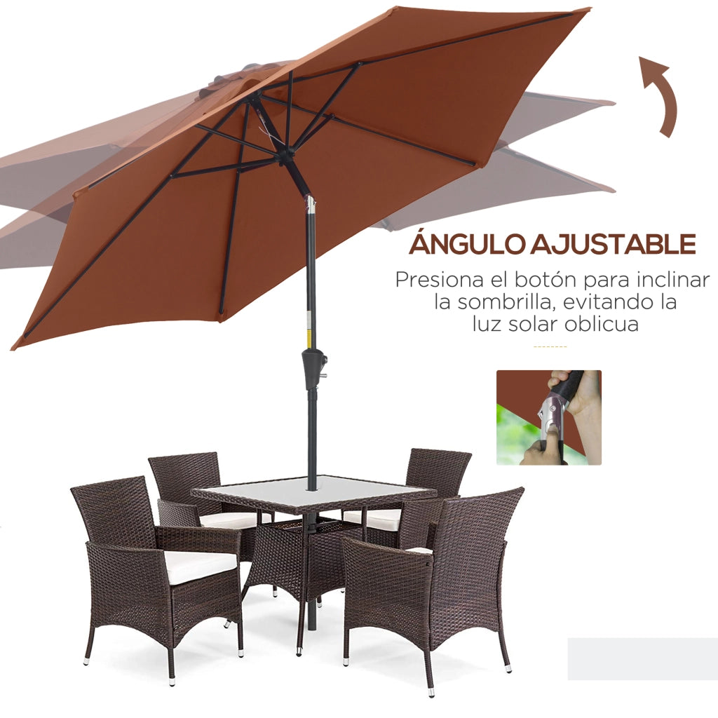 Ombrellone da Giardino Reclinabile ¨C zephmum ¨C Grigio ?260x235 cm