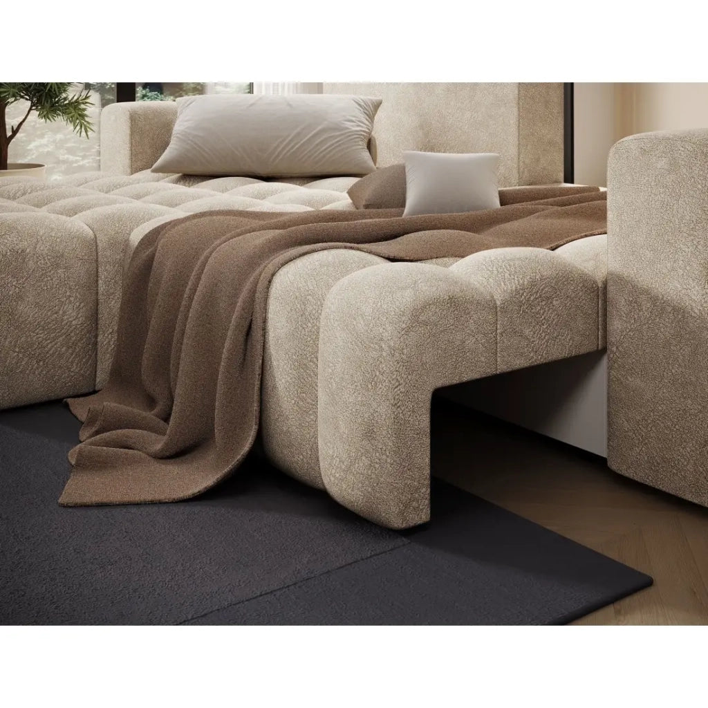 Divano angolare convertibile DORY beige 250 cm con contenitore angolo sinistro