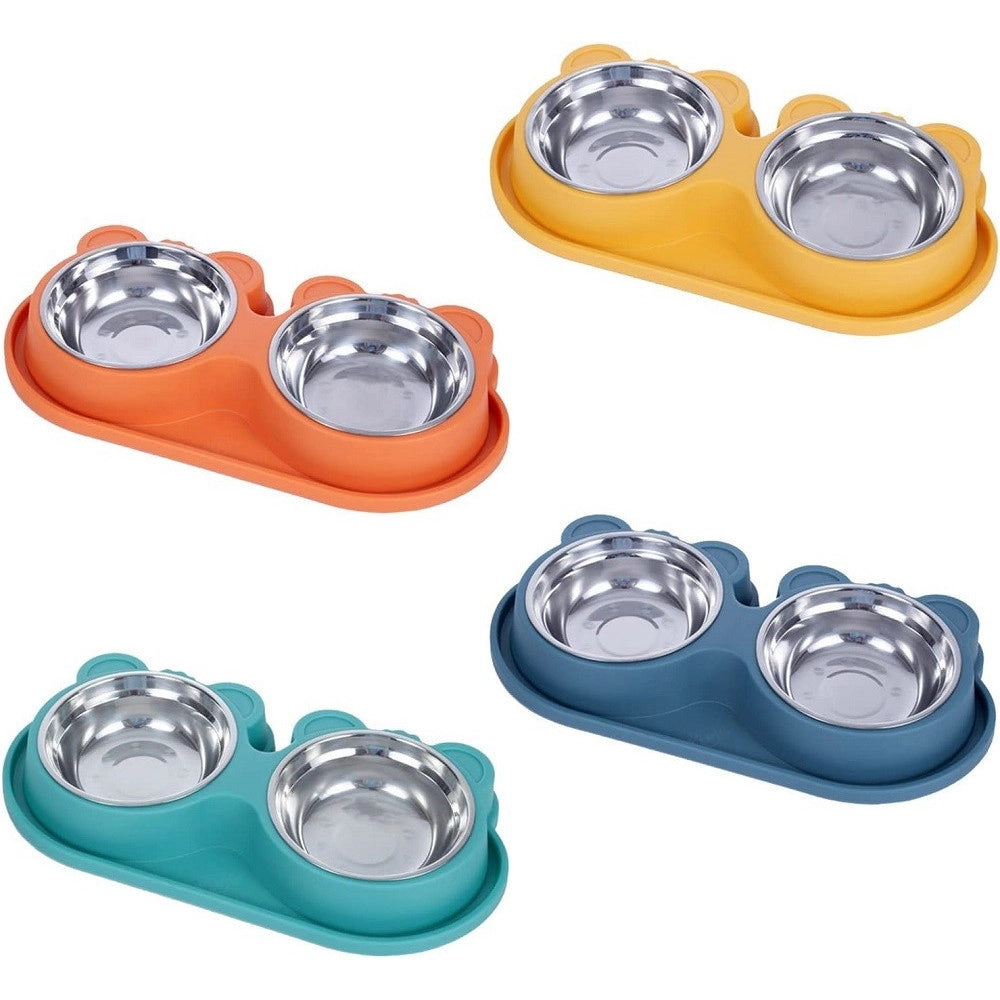 Trade Shop - Ciotola Alimentare Acciaio Anti Perdita Fontana Acqua Dispenser Cibo Cani Gatti -