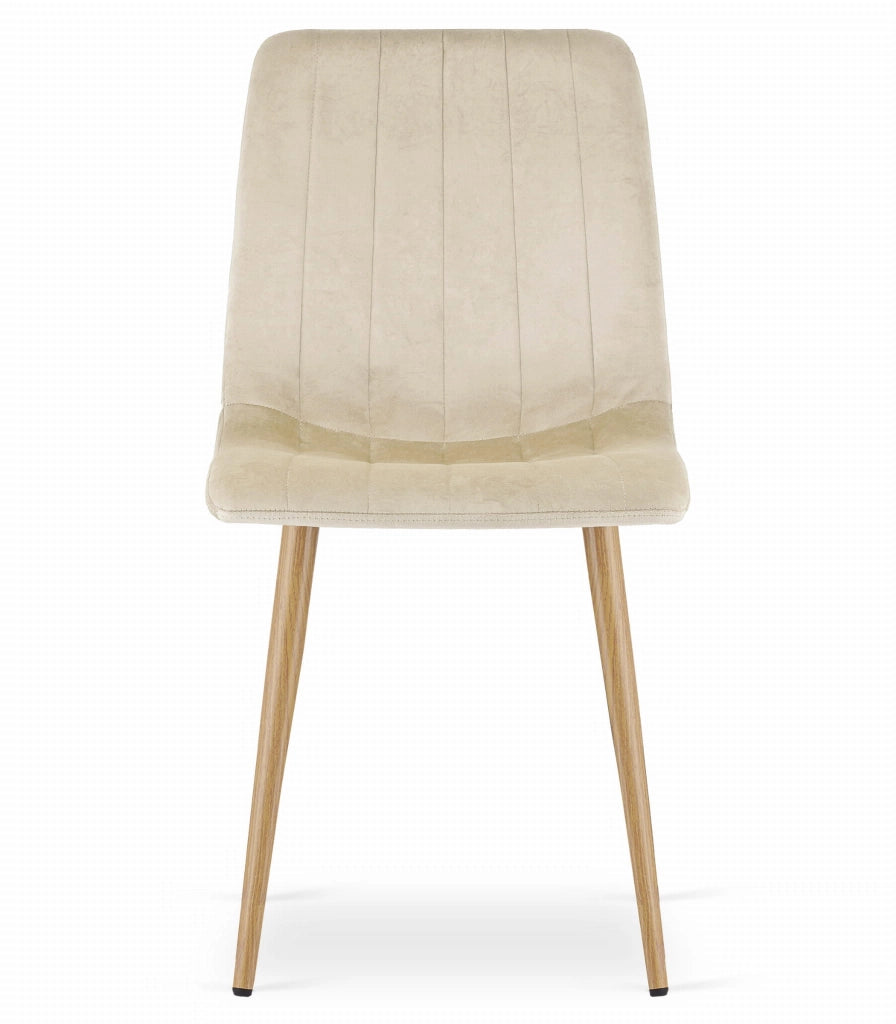 Sedia Valora JEWA in velluto beige chiaro con gambe color legno x4