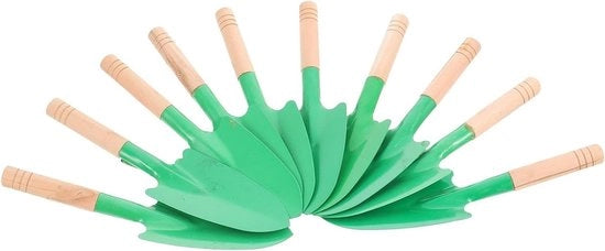 Set di Scavatura per Giardino - Set di Attrezzi Manuali - Piante e Giardinaggio - Manico in Legno Ergonomico - 10 Pezzi - Verde