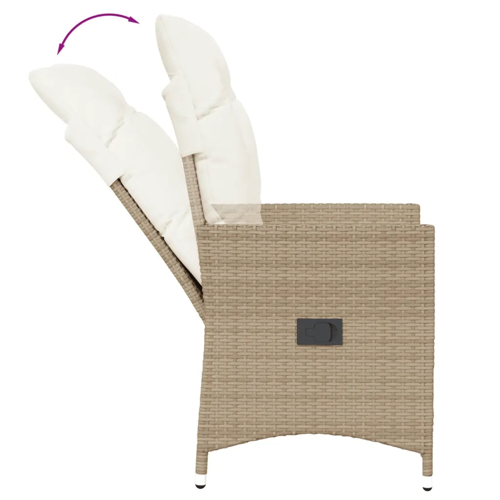 Set da Bistr¨° 3 pz | Set Salotto da Giardino con Cuscini Beige in Polyrattan