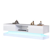 Mobile TV con 2 Cassetti e LED con Controllo tramite App; Passacavi; per Soggiorno; 160 × 35 × 40.5 cm