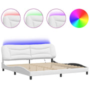 Letto matrimoniale | Letto per adulti | Giroletto con LED senza Materasso Hvar Bianco 200x200 cm