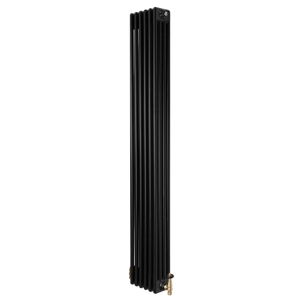 Radiatore Tradizionale 4 Colonne Verticale Riscaldamento Nero & Valvole 1800x290 mm