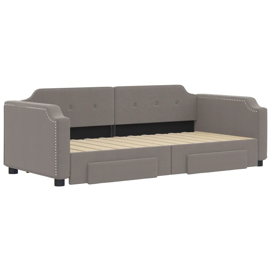 Divano Letto Estraibile con Cassetti-Sofa Letto-Daybed Tortora 100x200 cm Tessuto 672011