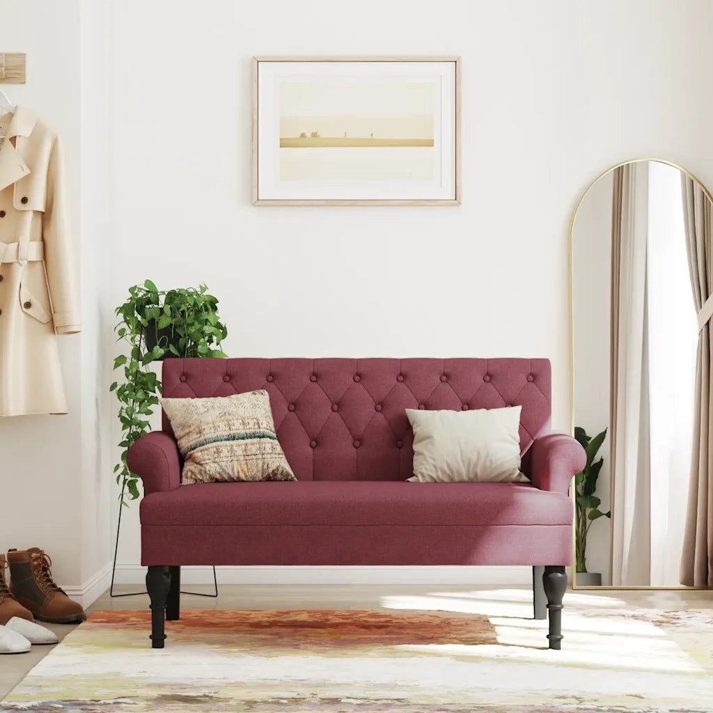 Panca con Schienale Rosso Vino 120x62x75,5 cm in Tessuto CFW7739914
