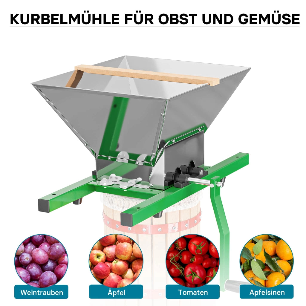 Mulino macina frutta manuale con tramoggia da 7 litri e manovella Trituratore