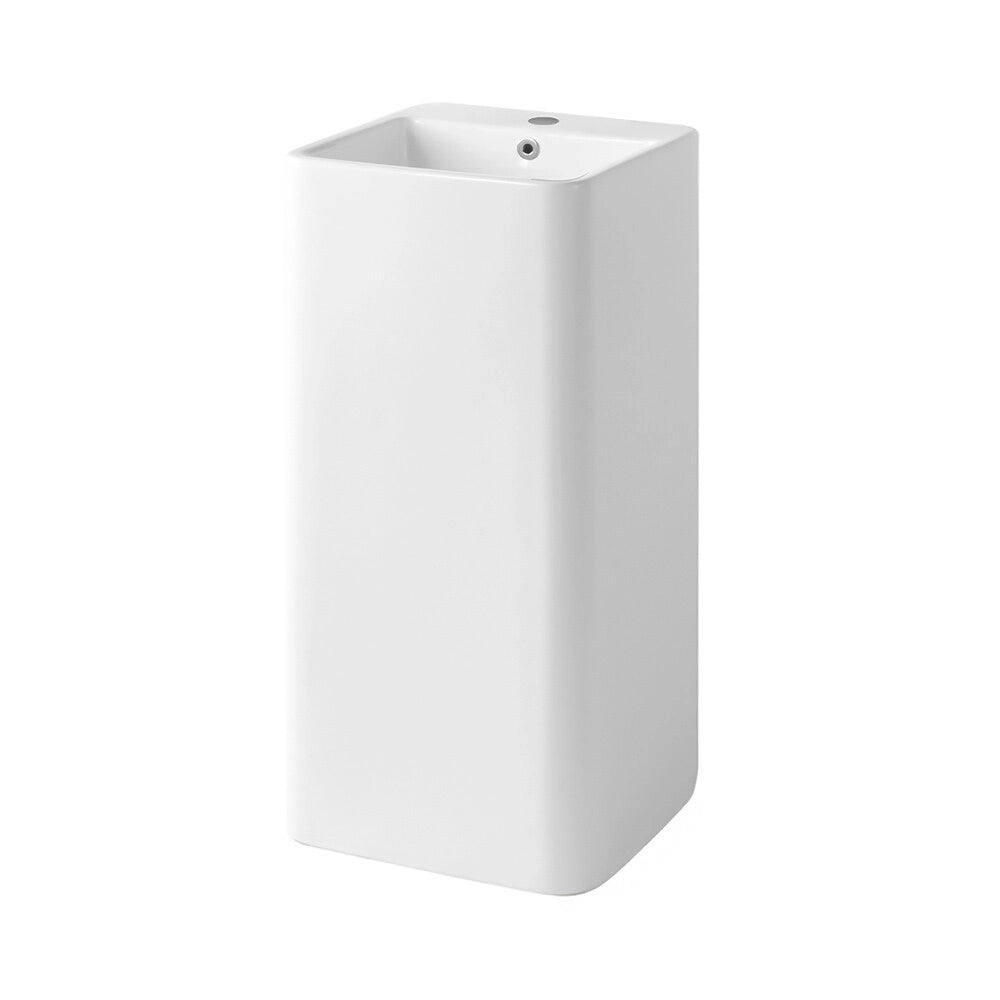 Lavabo freestanding quadrato 40x85 cm in ceramica bianco lucido Giove