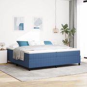 Letto Box Spring Blu 200x200 cm Tessuto a Cordonetto