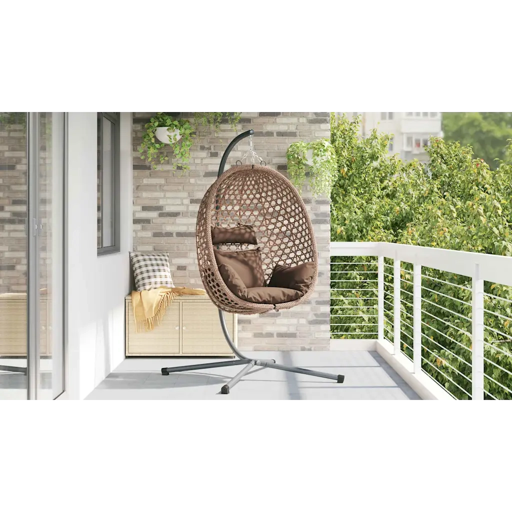 Sedia uovo sospesa Caffè 104 x 100 x 191 cm polyrattan 42003849