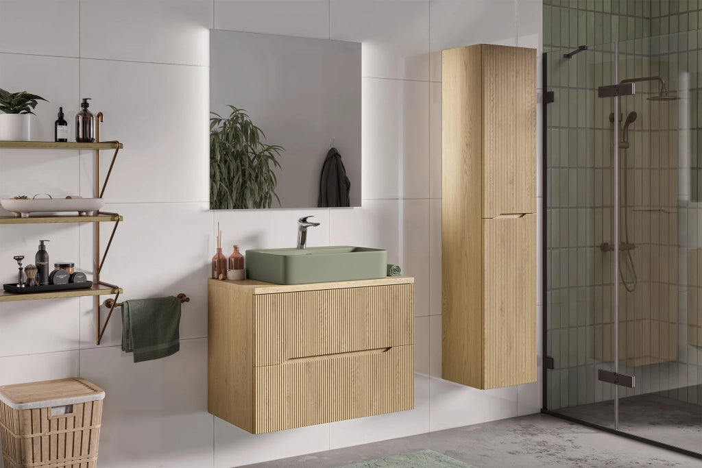 Set mobili bagno 80 cm con piano Nordic Cremona 80 x 1401 x 46 cm