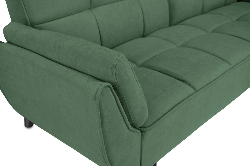 Divano letto clic clac in tessuto vellutato verde abete piede nero - divano 3 posti - Ambra - DL-AM38FBC-PLN